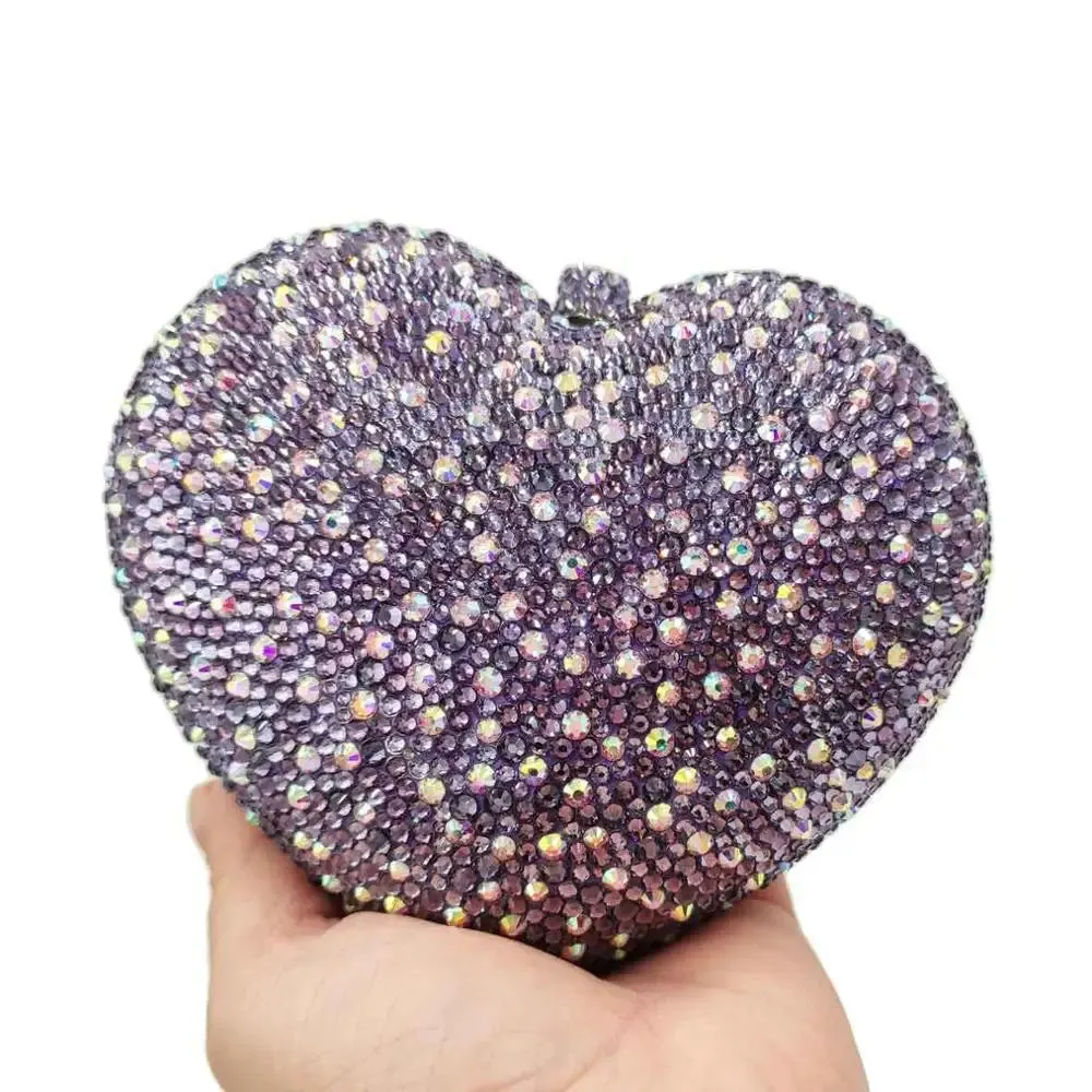 Heart Shape Silver Shine Luxury Clutch Evening Bag