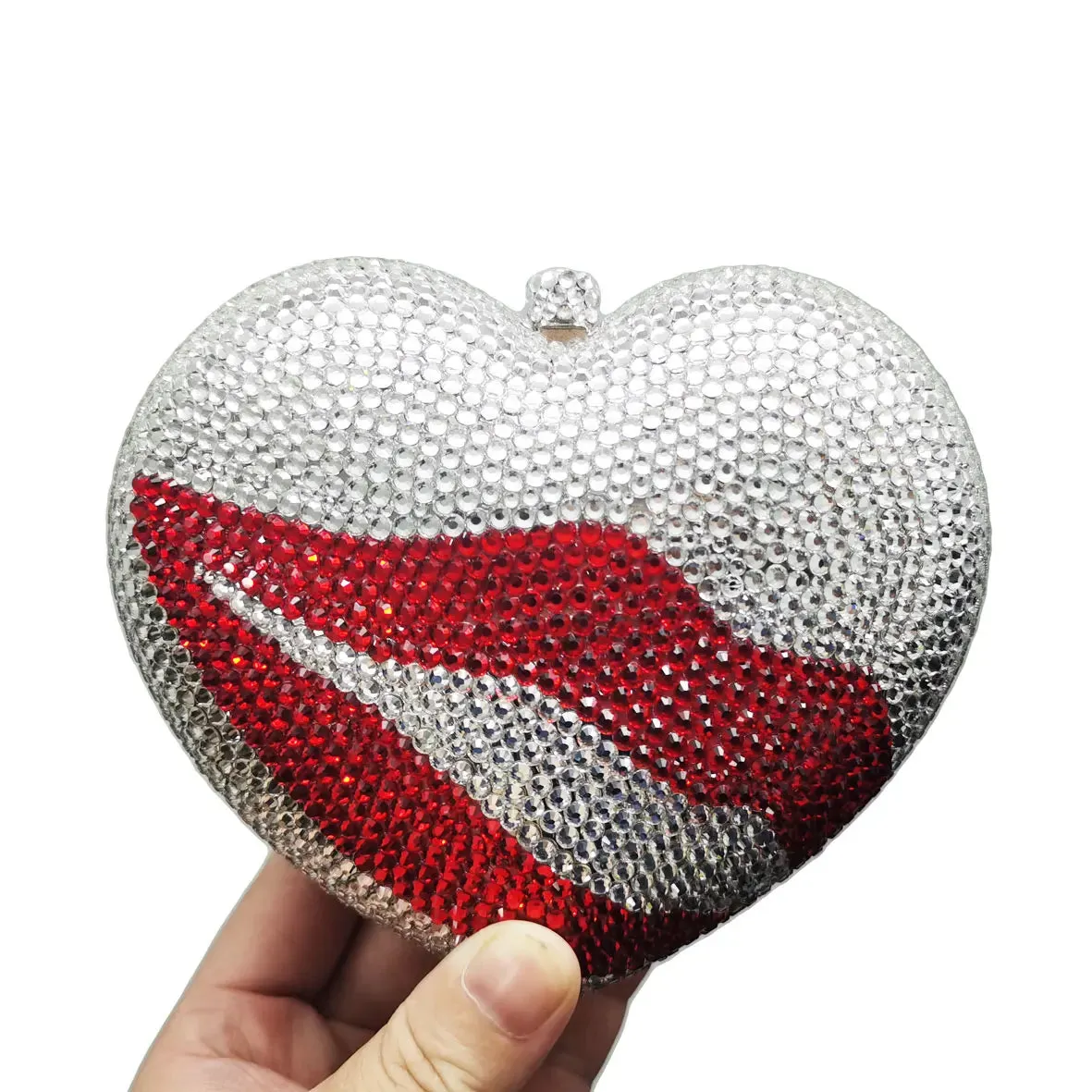 Heart Shape Silver Shine Luxury Clutch Evening Bag