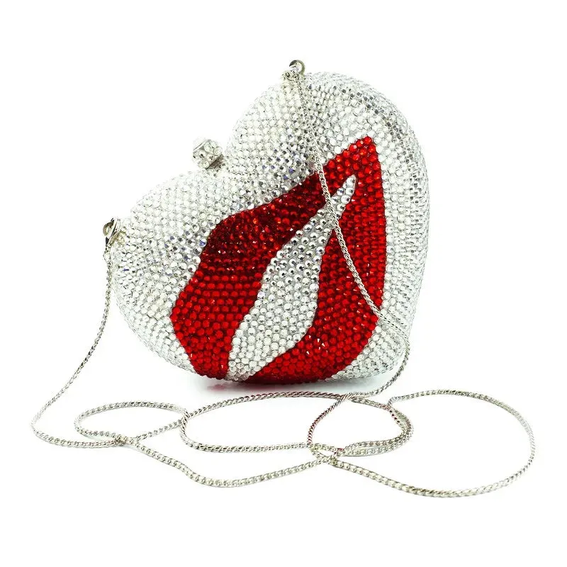 Heart Shape Silver Shine Luxury Clutch Evening Bag