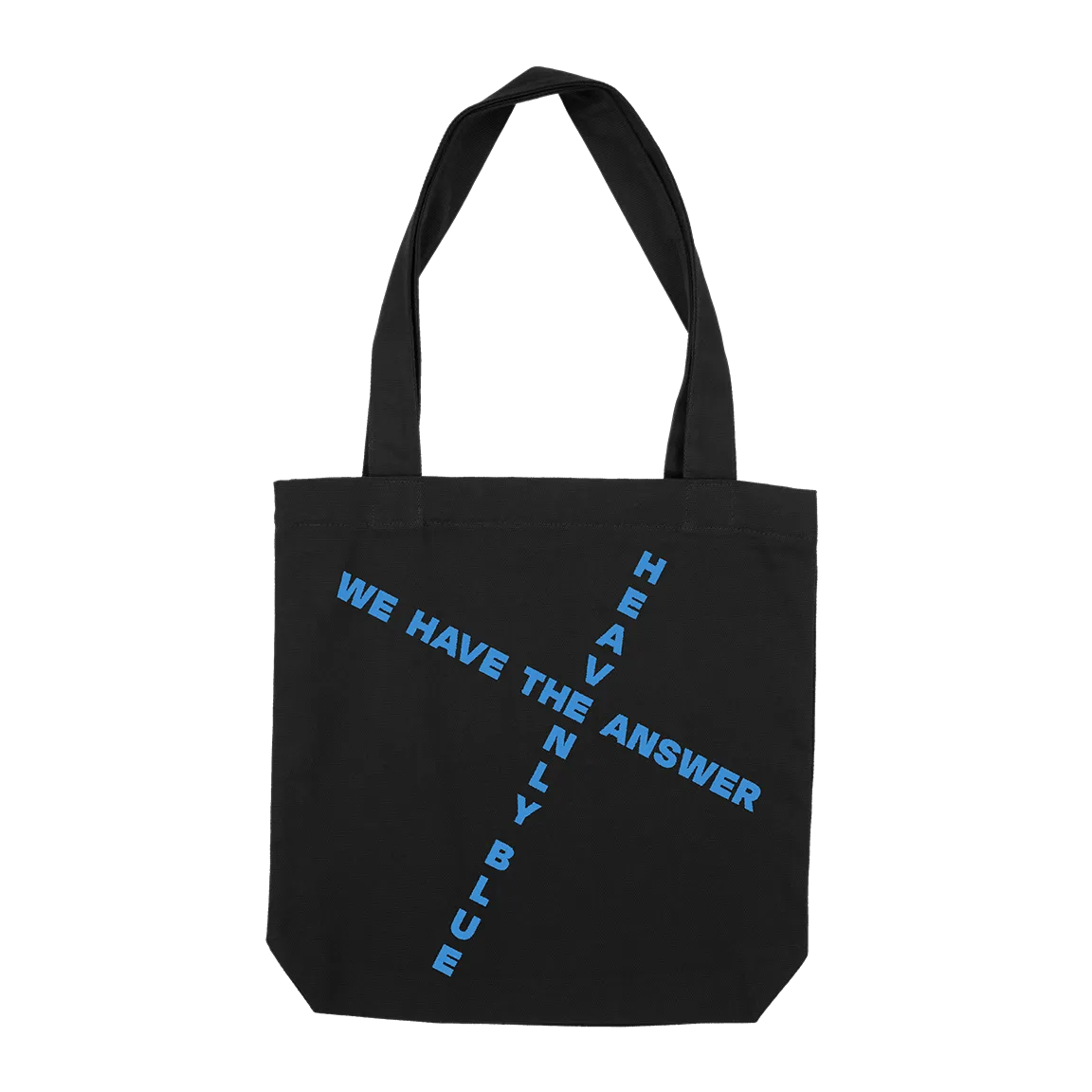 Heavenly Blue "We Have The Answer" Black Tote Bag