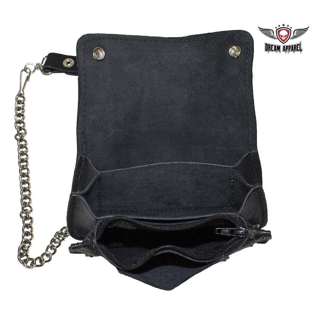 Heavy Duty Black Leather Motorcycle Chain Wallet