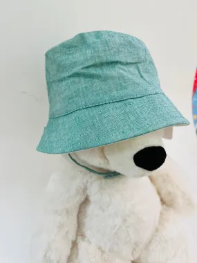 Hi Hop Chambray Reverse Green/White Denim Bucket Hat 6-12M