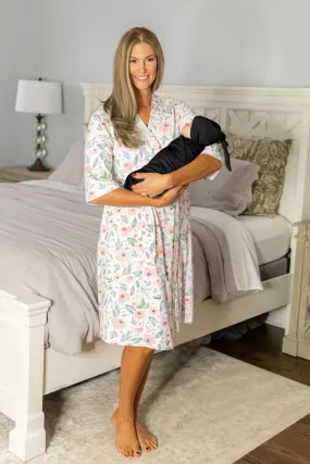 Ivy Robe & Black Newborn Swaddle Blanket Set