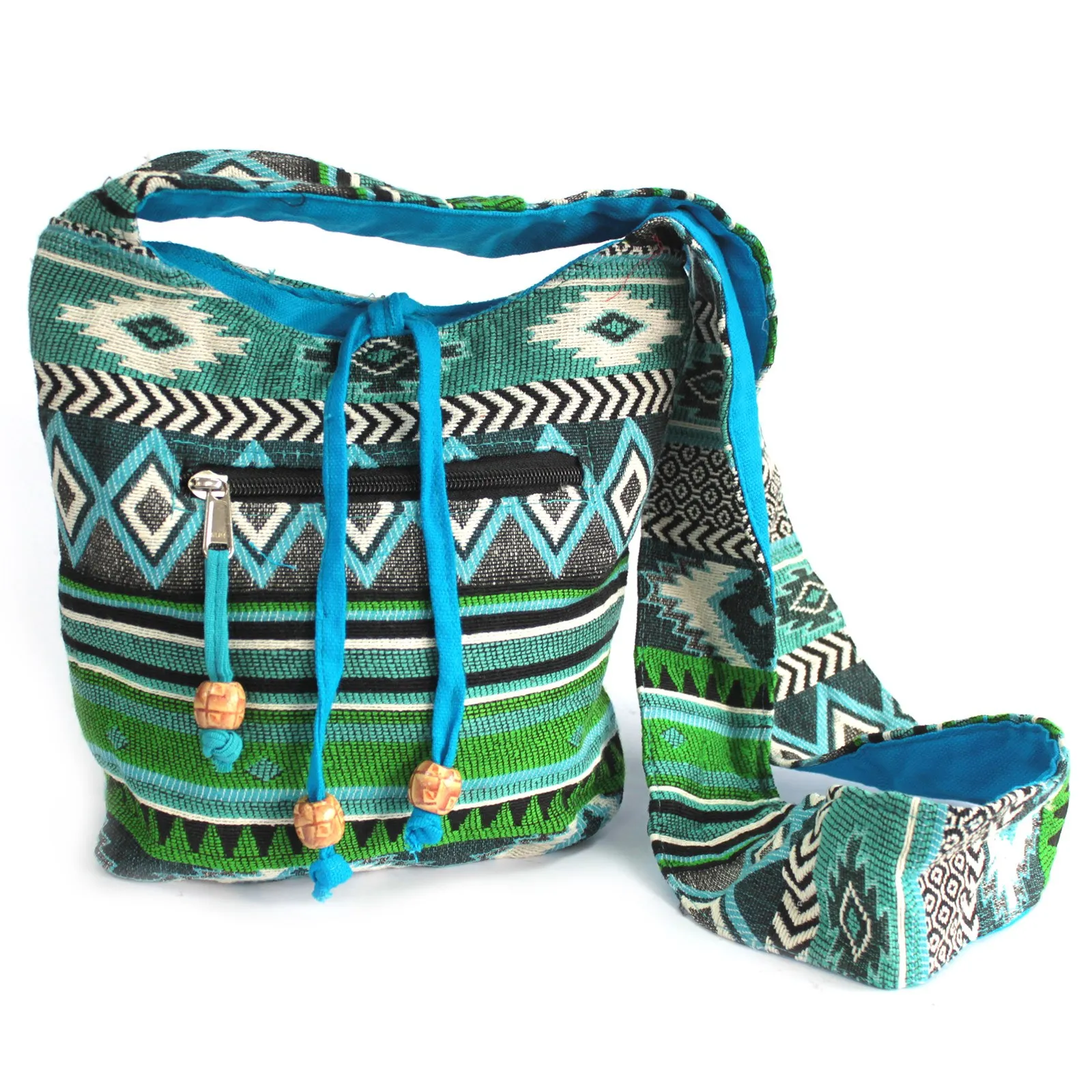 Jacquard Bag - Teal Sling Bag | Stylish & Functional Travel Companion