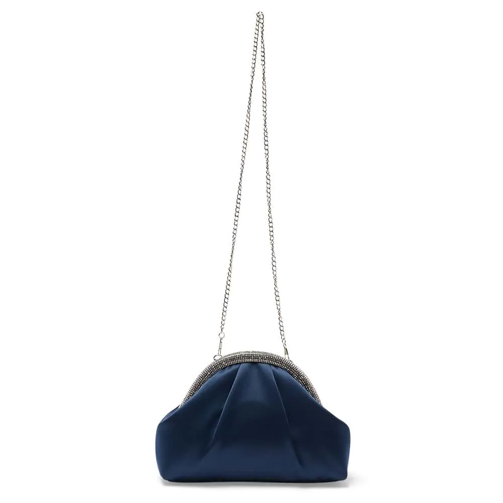 Jane Clutch in Navy Satin