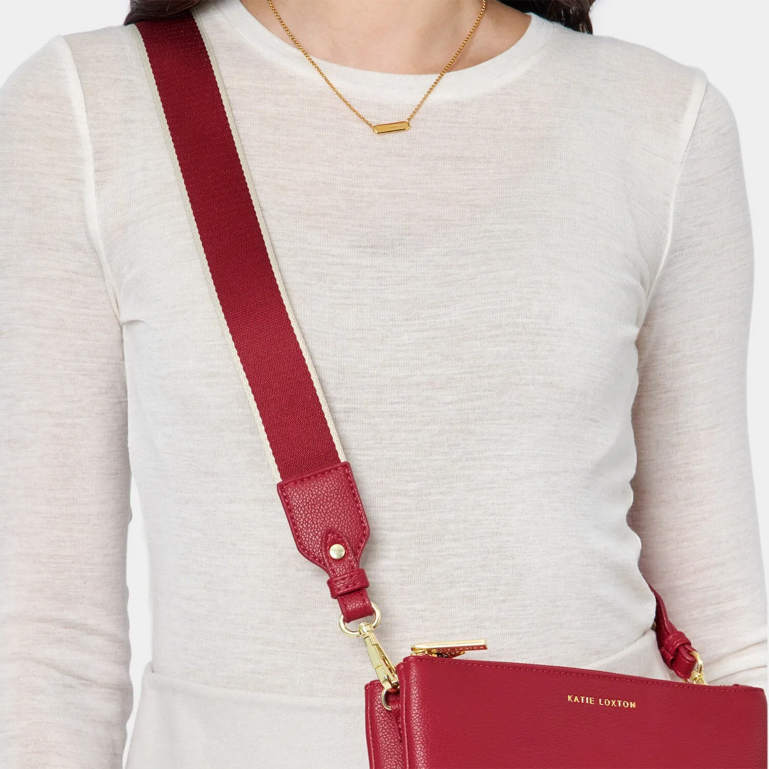 Katie Loxton 135cm Garnet Red Canvas Bag Strap