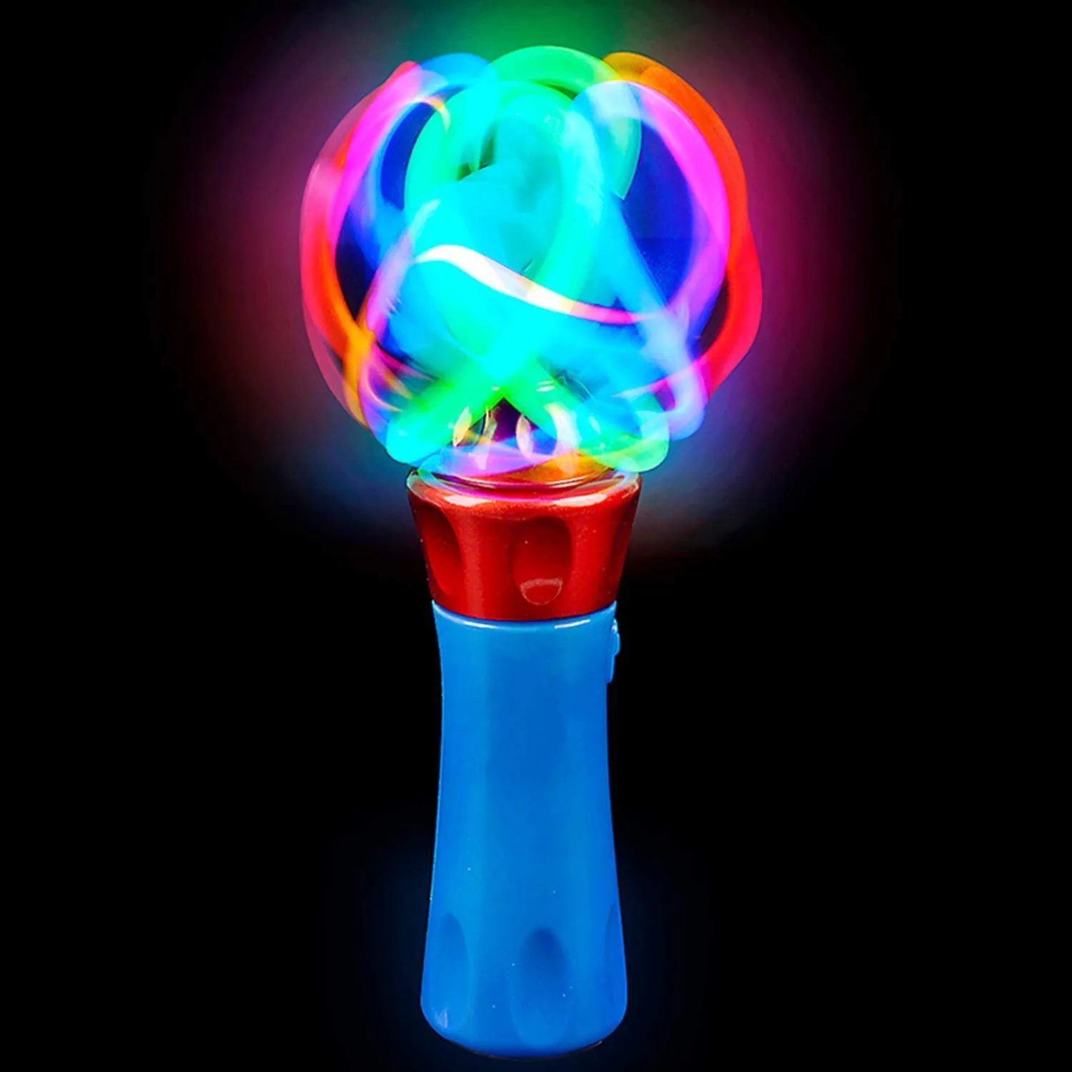 Kicko Light-Up Orbital Cyclone Spinning Wand - 1 Pack - LED Illuminated Spinny Twister