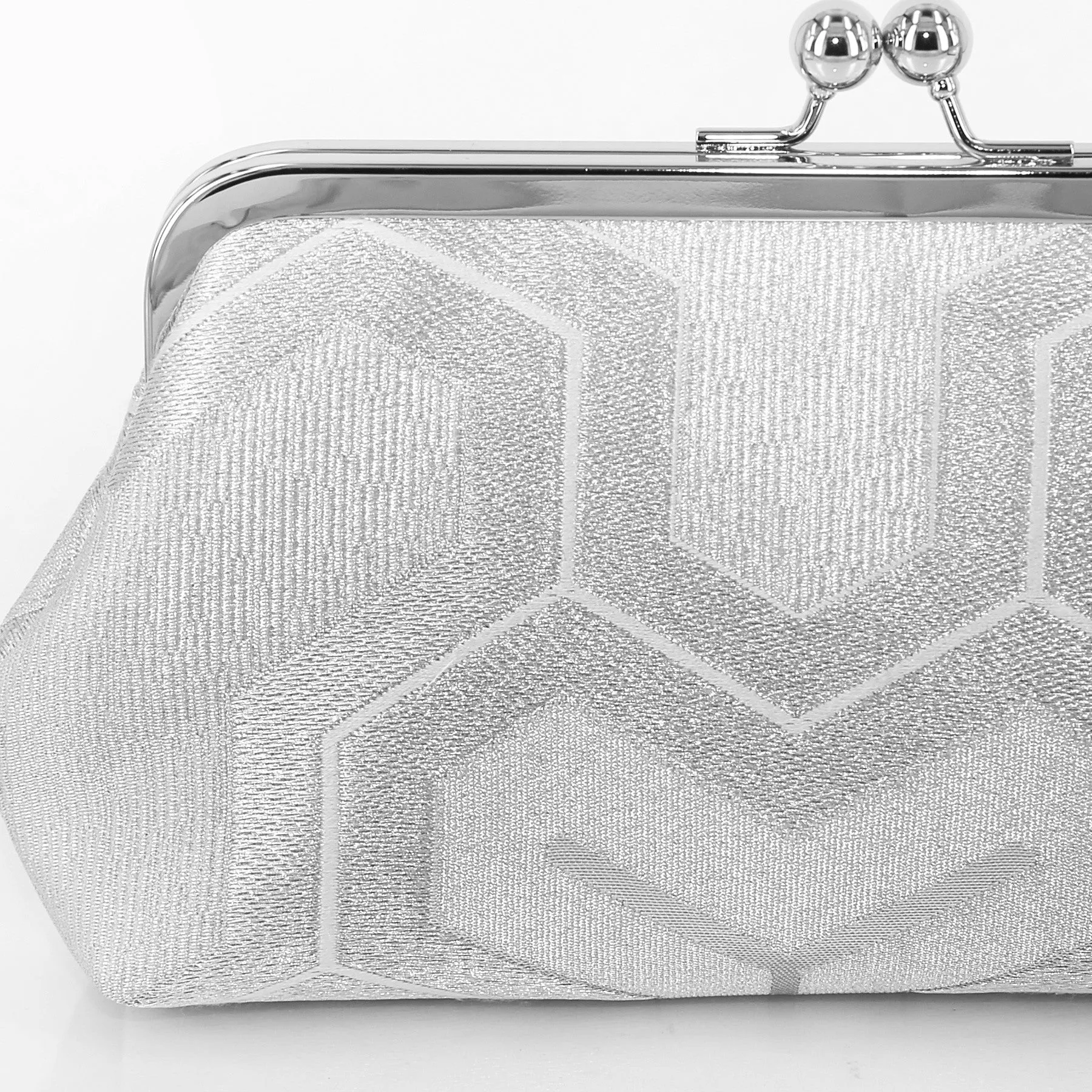 Kimono Clutch Purse in Bishamon in Silver | Upcycled vintage Japanese Textile