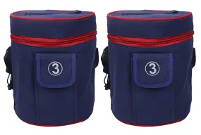 Kuber Industries 2 Piece Canvas Lunch Bag, Blue (Suitable for 3 Compartment)-CTKTC21475