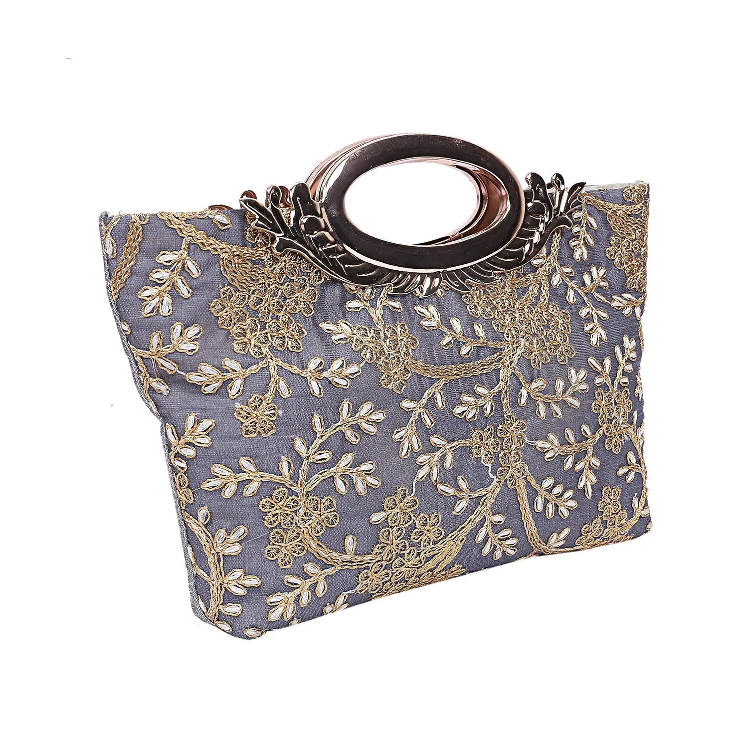 Kuber Industries Silk Clutch Ladies Handbag (Grey) -CTKTC8787