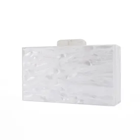 Ladies Bridal Pearl White Acrylic Box Clutch