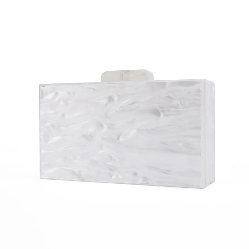 Ladies Bridal Pearl White Acrylic Box Clutch