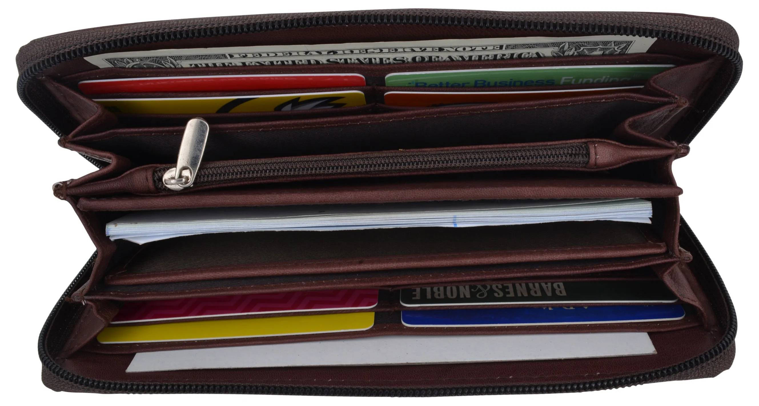 Ladies Genuine Leather Zip-Around Long Credit Card Wallet 7575GT