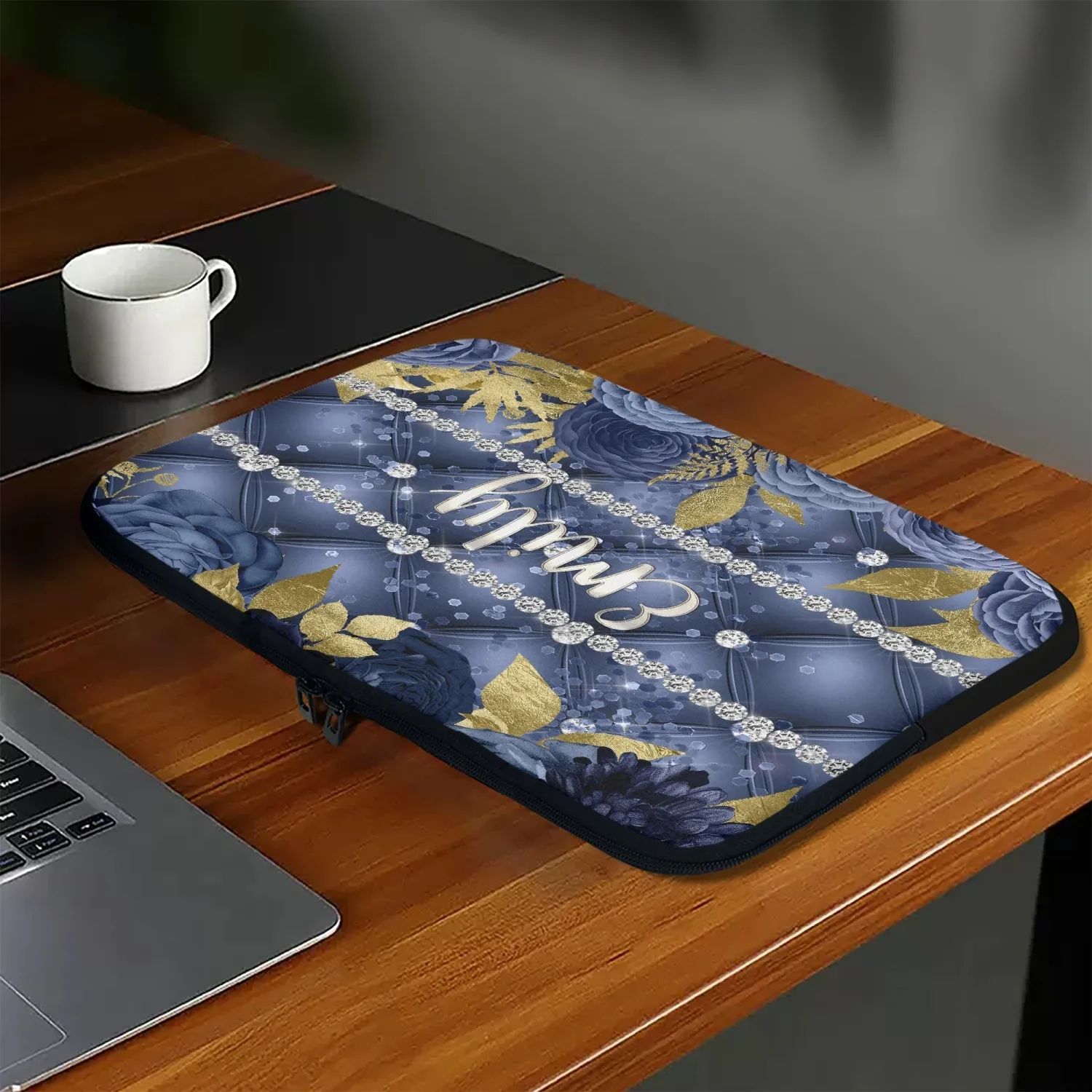 Laptop Sleeve - without handles - Navy Floral - Personalised