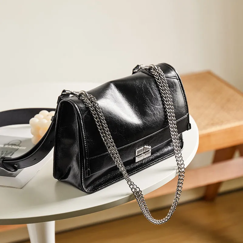 Large-Capacity Calf Leather Work Commute Bag