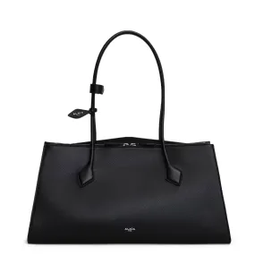 Le Teckel Tote, Grained Leather, Black