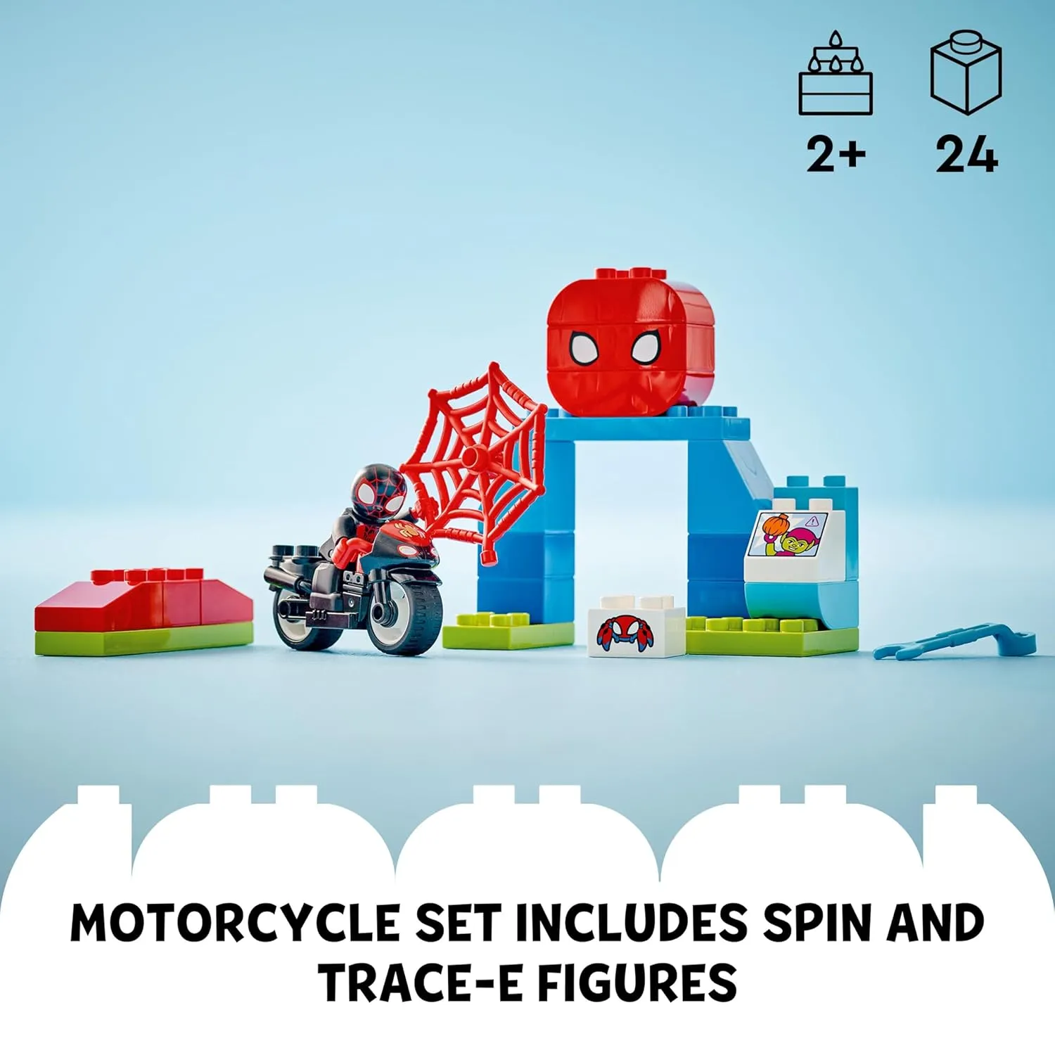 LEGO DUPLO Marvel Spin's Motorcycle Adventure Set Kit for Ages 2 