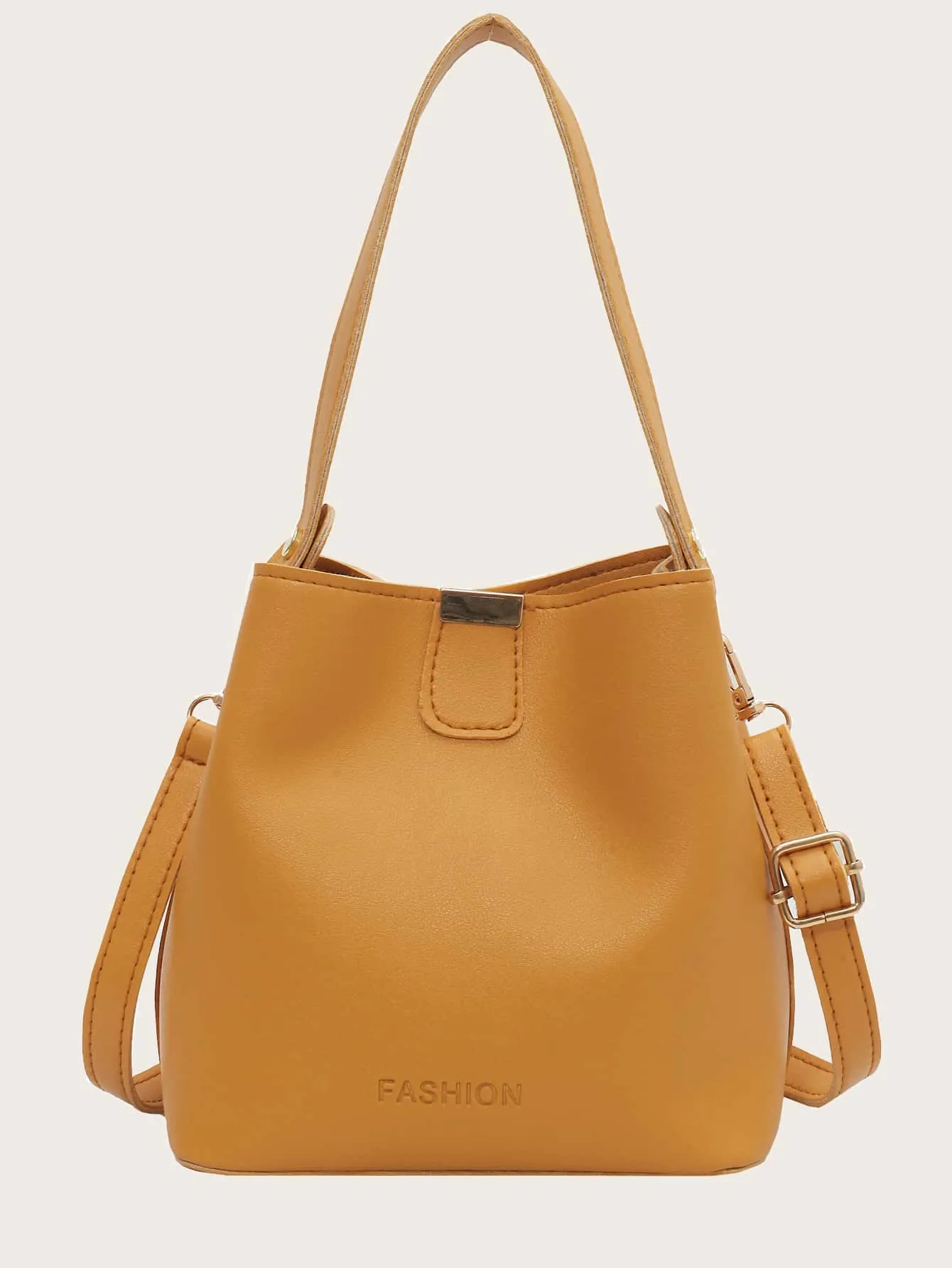 Letter Embossed Two Tone Shoulder Bag