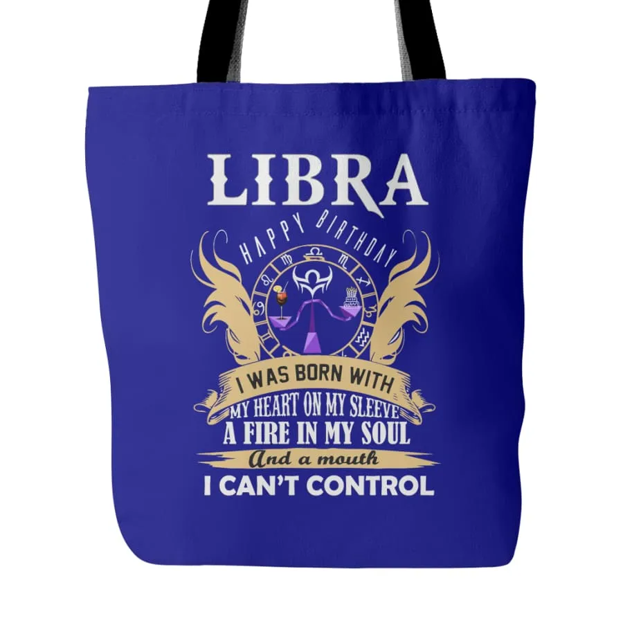 Libra Tote Bag| "A Fire In My Soul" Horoscope|Zodiac Libra Birthday Tote Bag (4 colors)