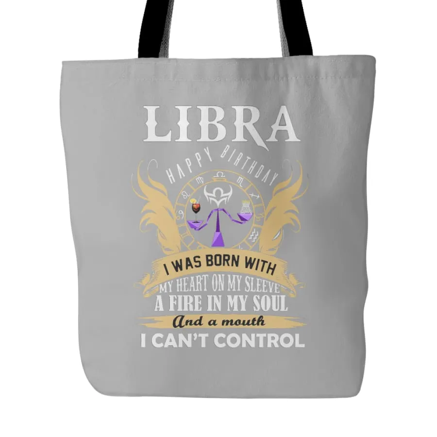 Libra Tote Bag| "A Fire In My Soul" Horoscope|Zodiac Libra Birthday Tote Bag (4 colors)