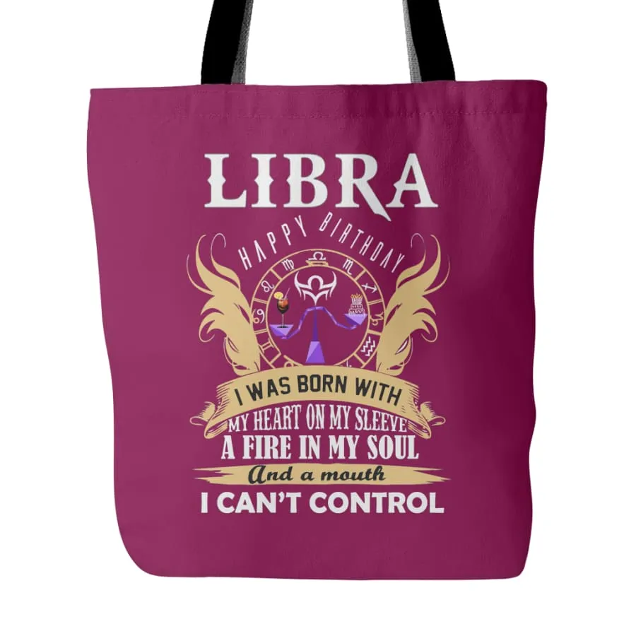 Libra Tote Bag| "A Fire In My Soul" Horoscope|Zodiac Libra Birthday Tote Bag (4 colors)