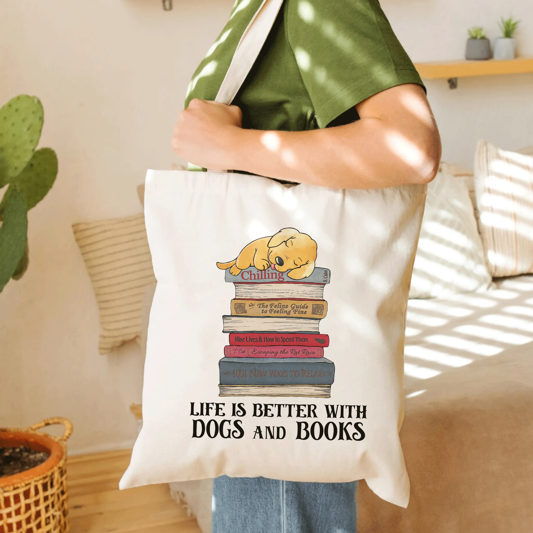 Life Is Better With Dogs And Books Book Lover Gift TBW209