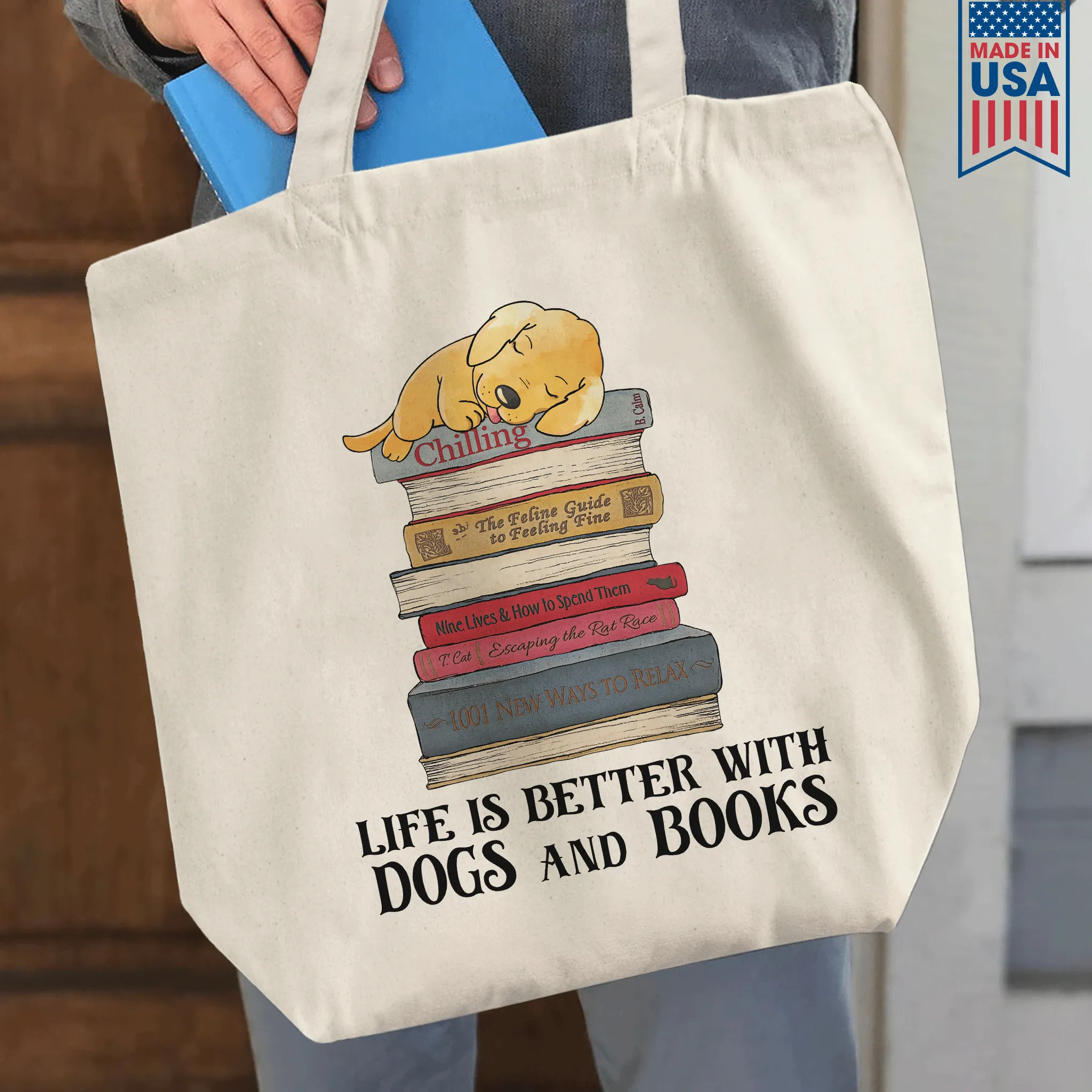 Life Is Better With Dogs And Books Book Lover Gift TBW209