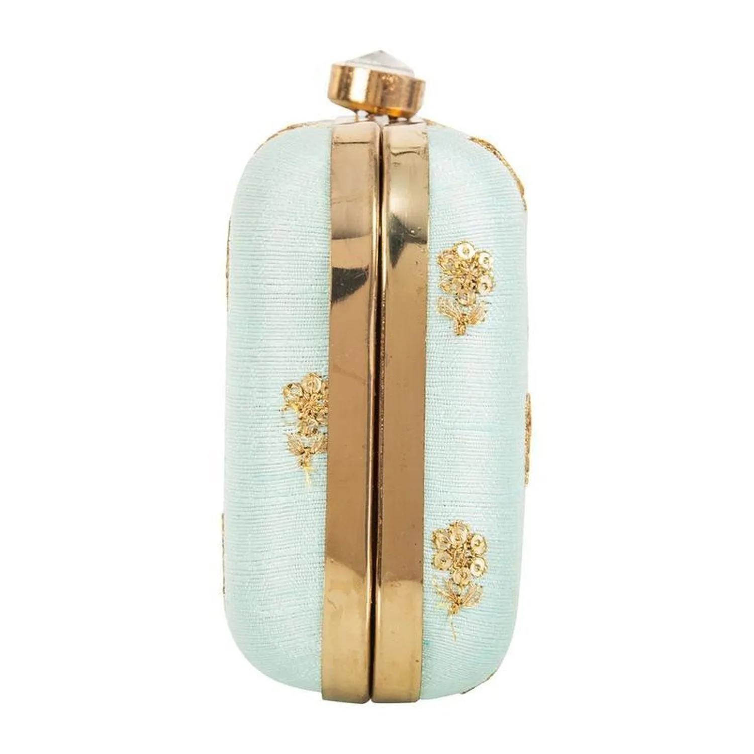 Light Blue and Golden Zari Embroidery Party wear Fancy Clutches