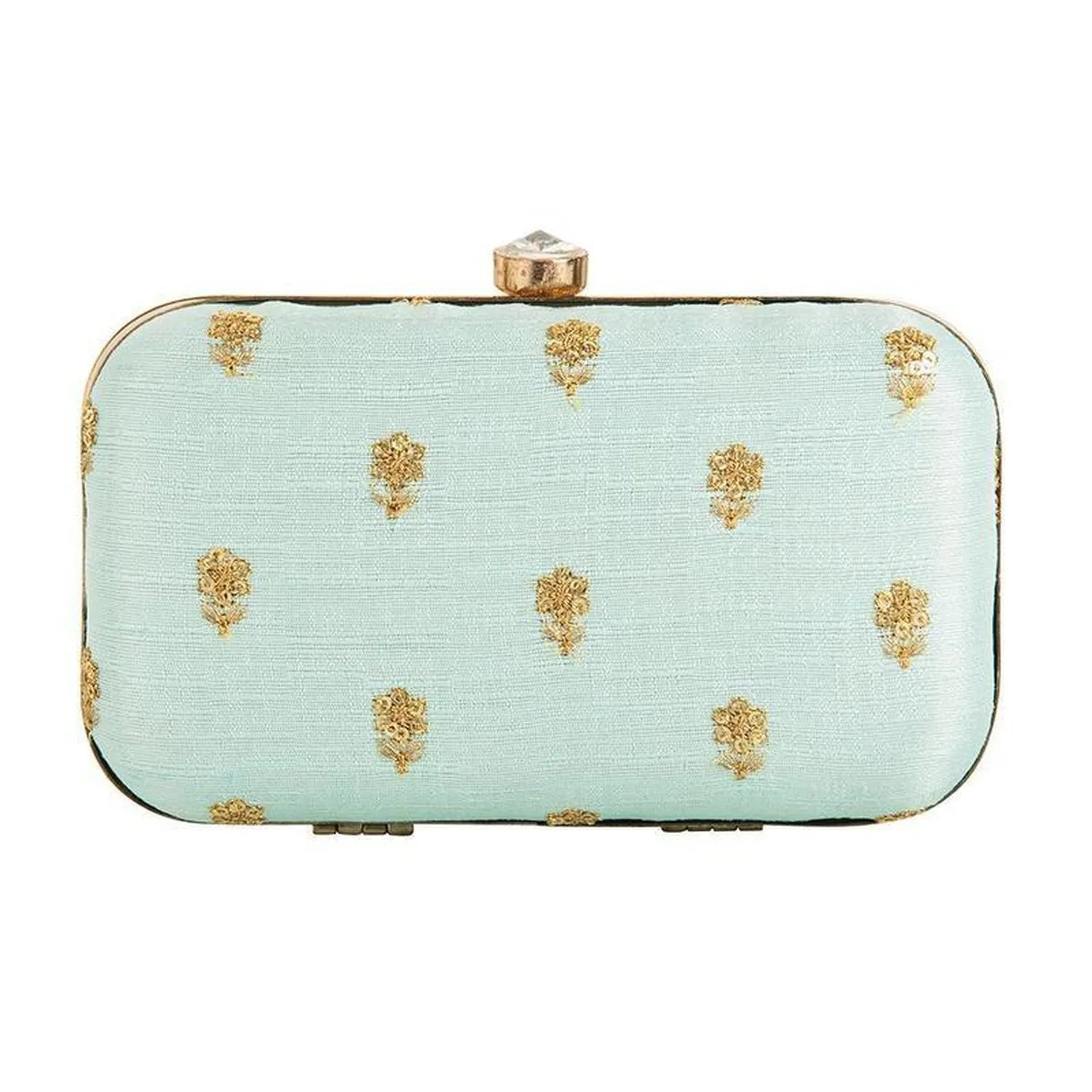 Light Blue and Golden Zari Embroidery Party wear Fancy Clutches