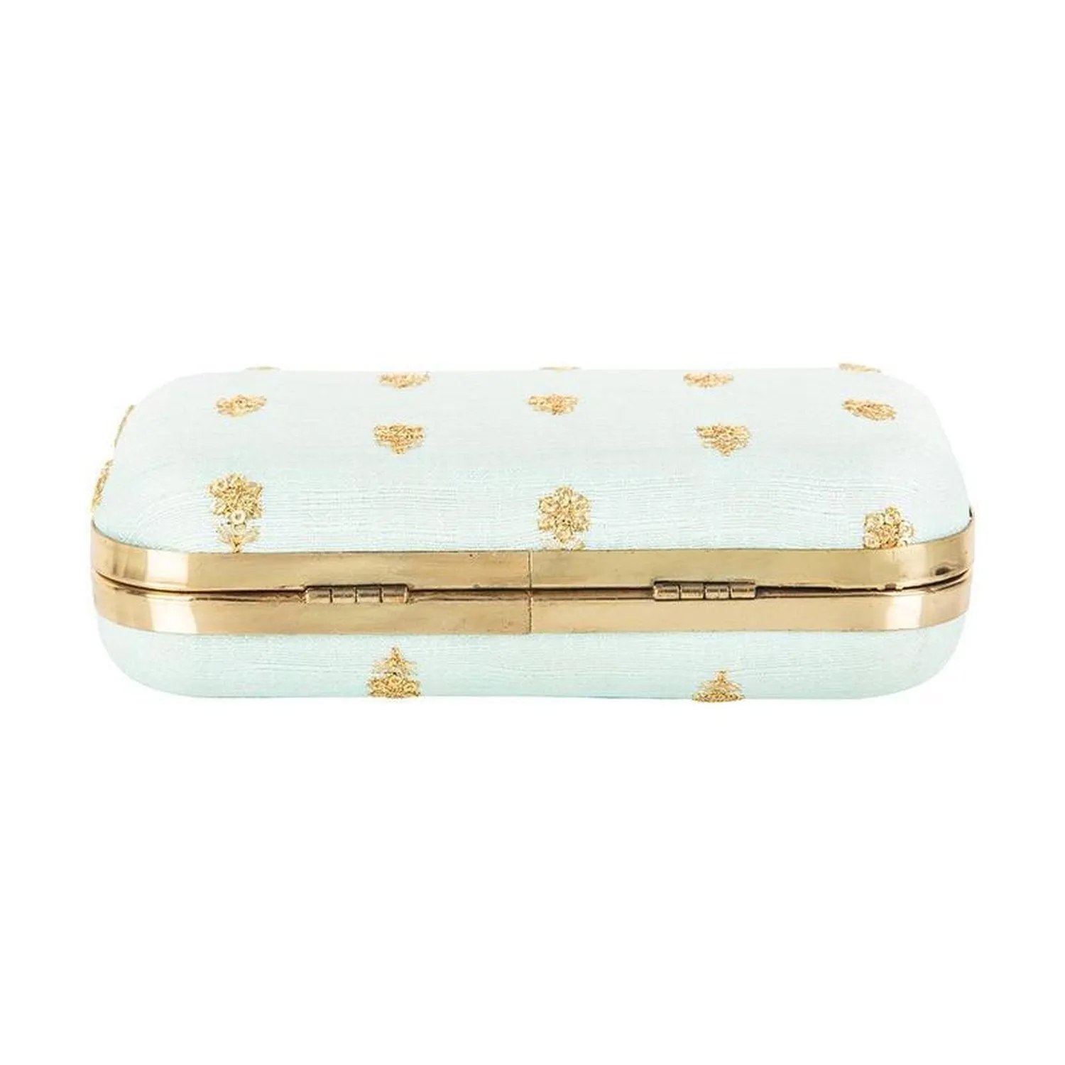 Light Blue and Golden Zari Embroidery Party wear Fancy Clutches