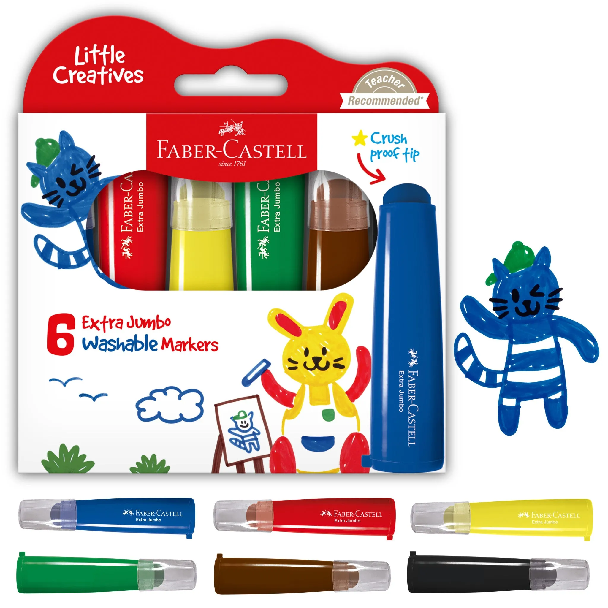 Little Creatives 6 Extra Jumbo Ultra Washable Markers - #354503