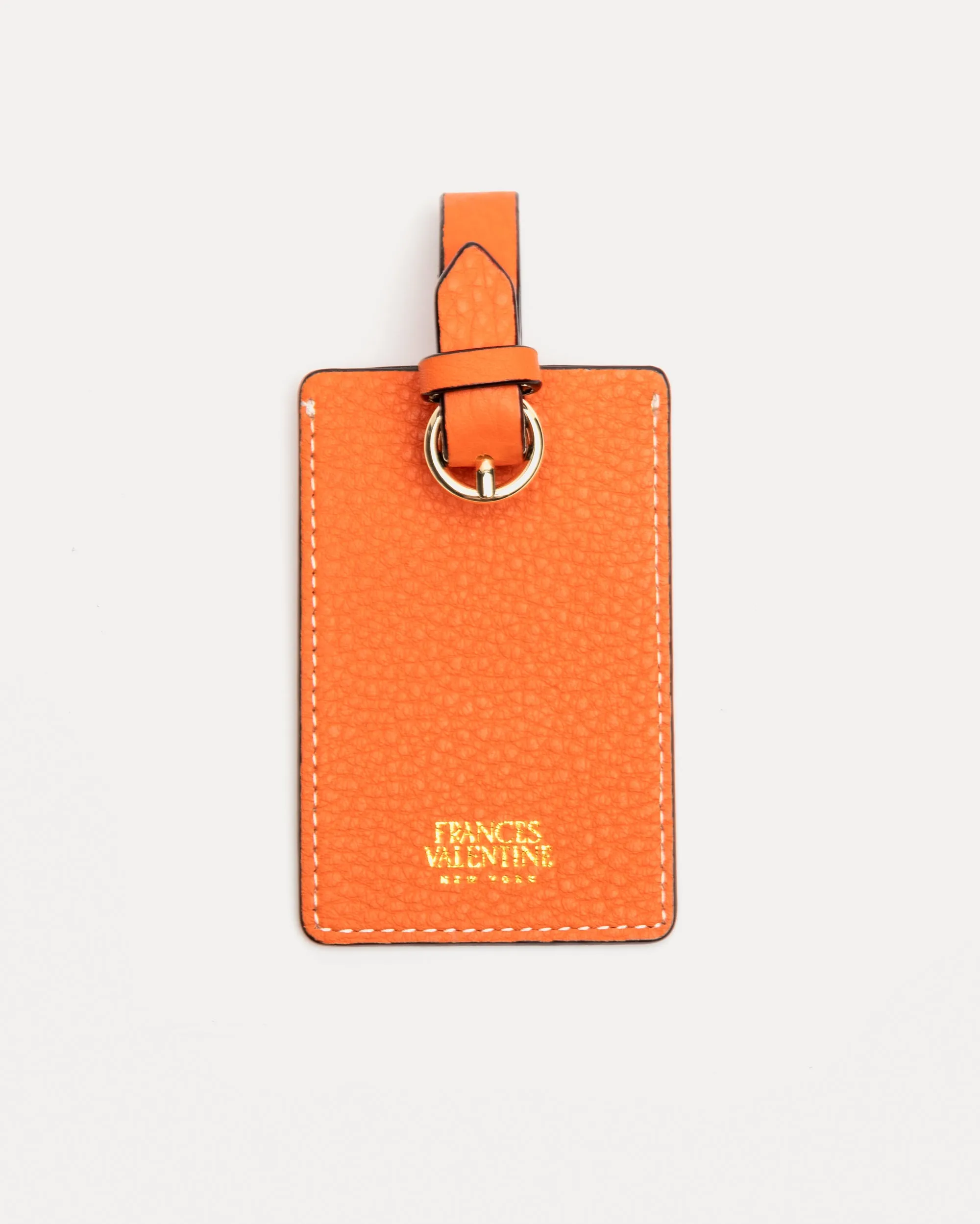 Luggage Tag Tumbled Leather Tangerine