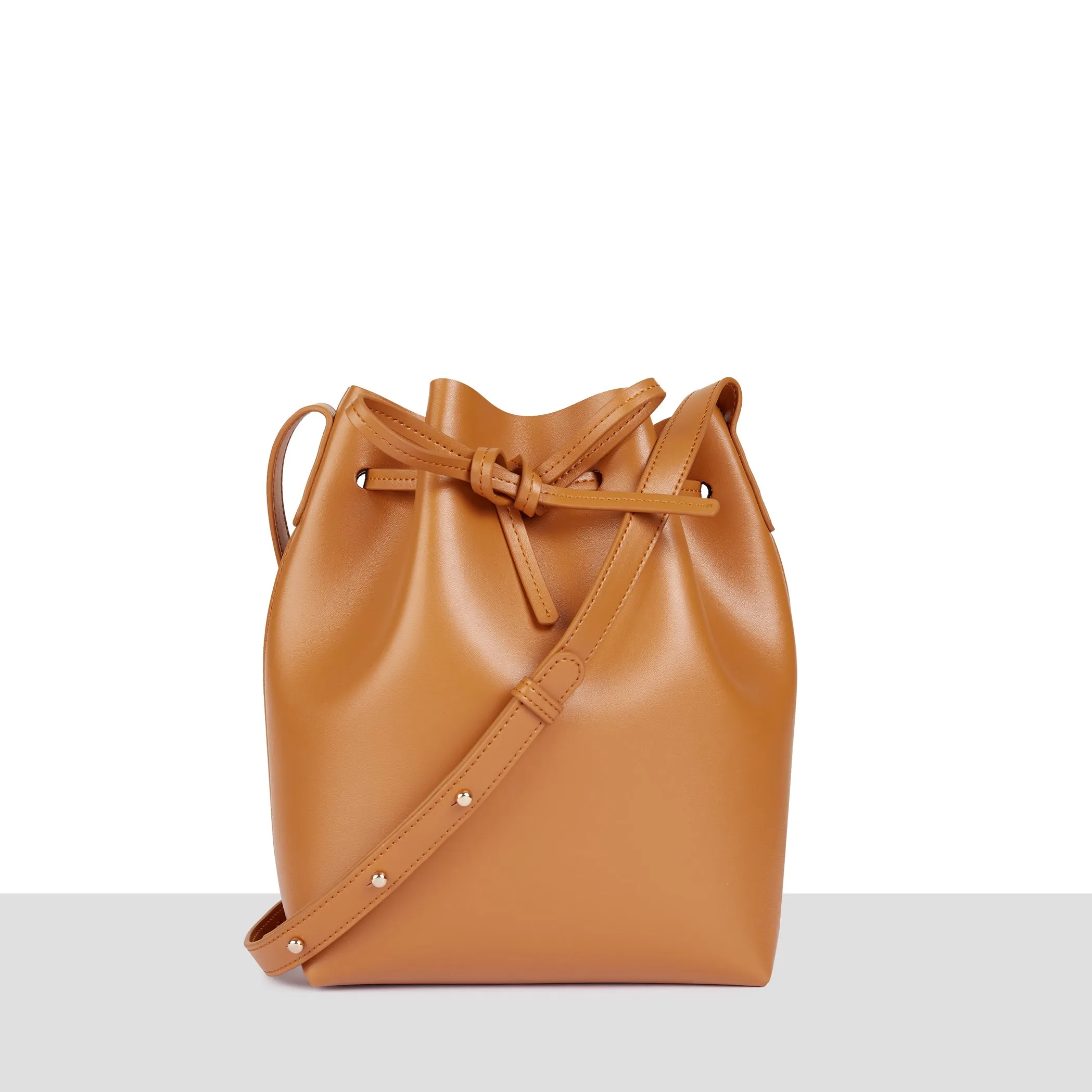 ‘Madrid' Camel Smooth Leather Bucket Bag