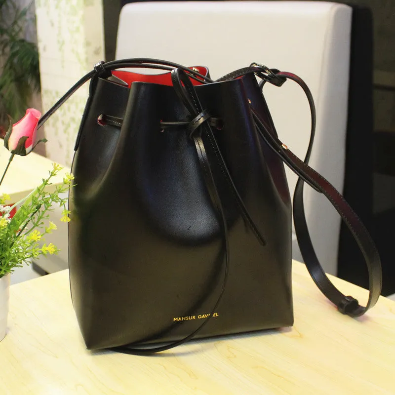 Mansur Gavriel Bucket bag women Pu Leather String Shoulder bag Luxury Bags Famous Designer With Logo printed Mansur Gavriel