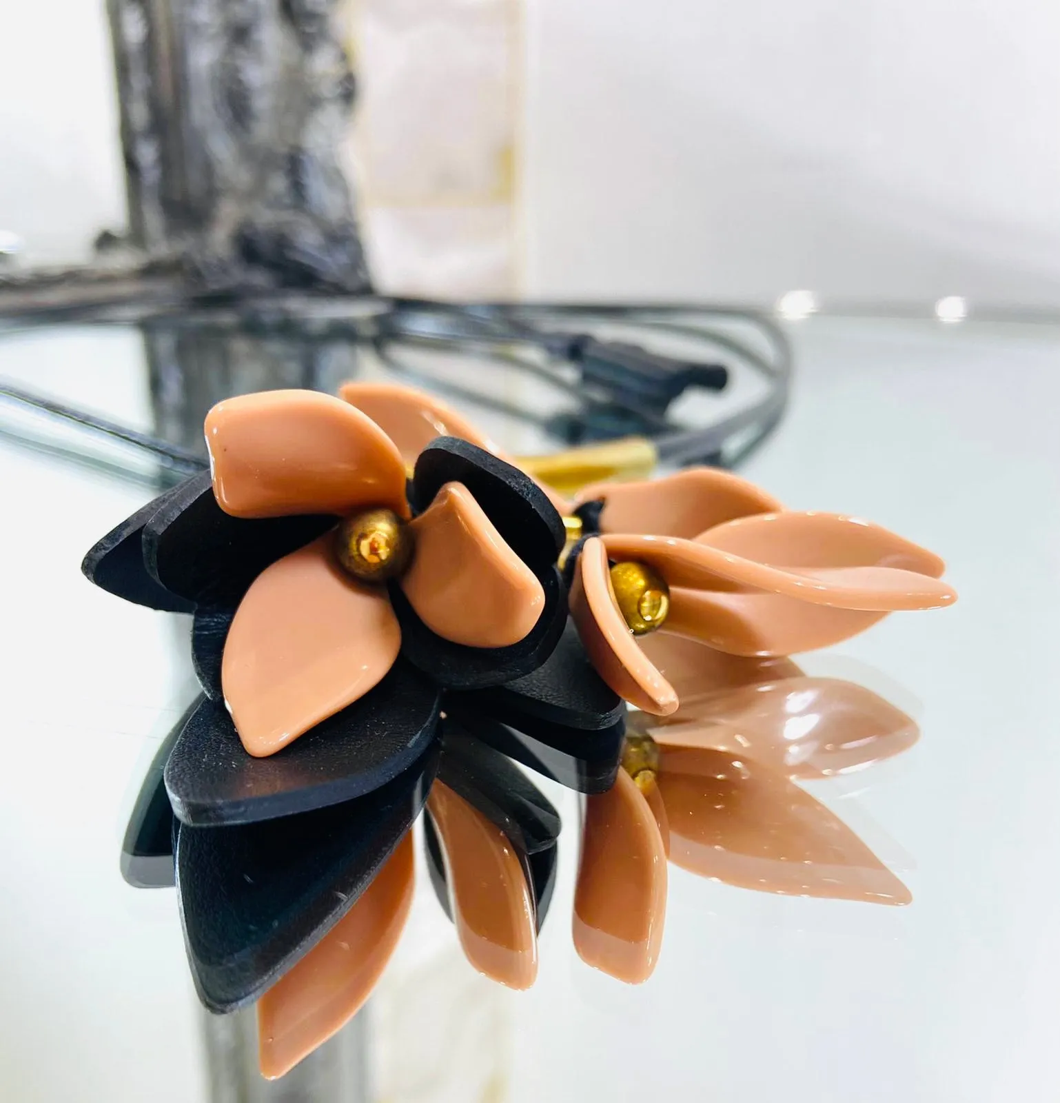 Marni Leather Floral Necklace