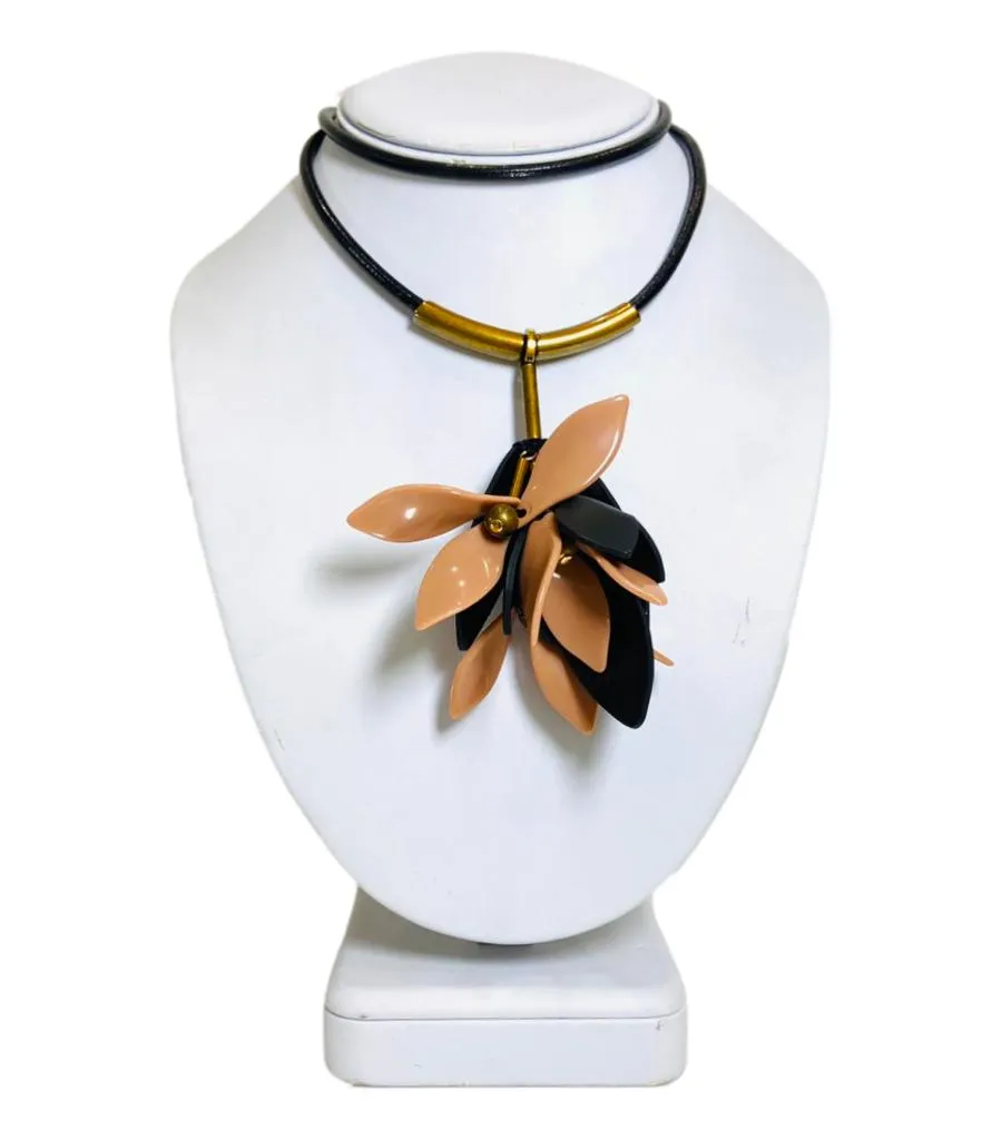 Marni Leather Floral Necklace