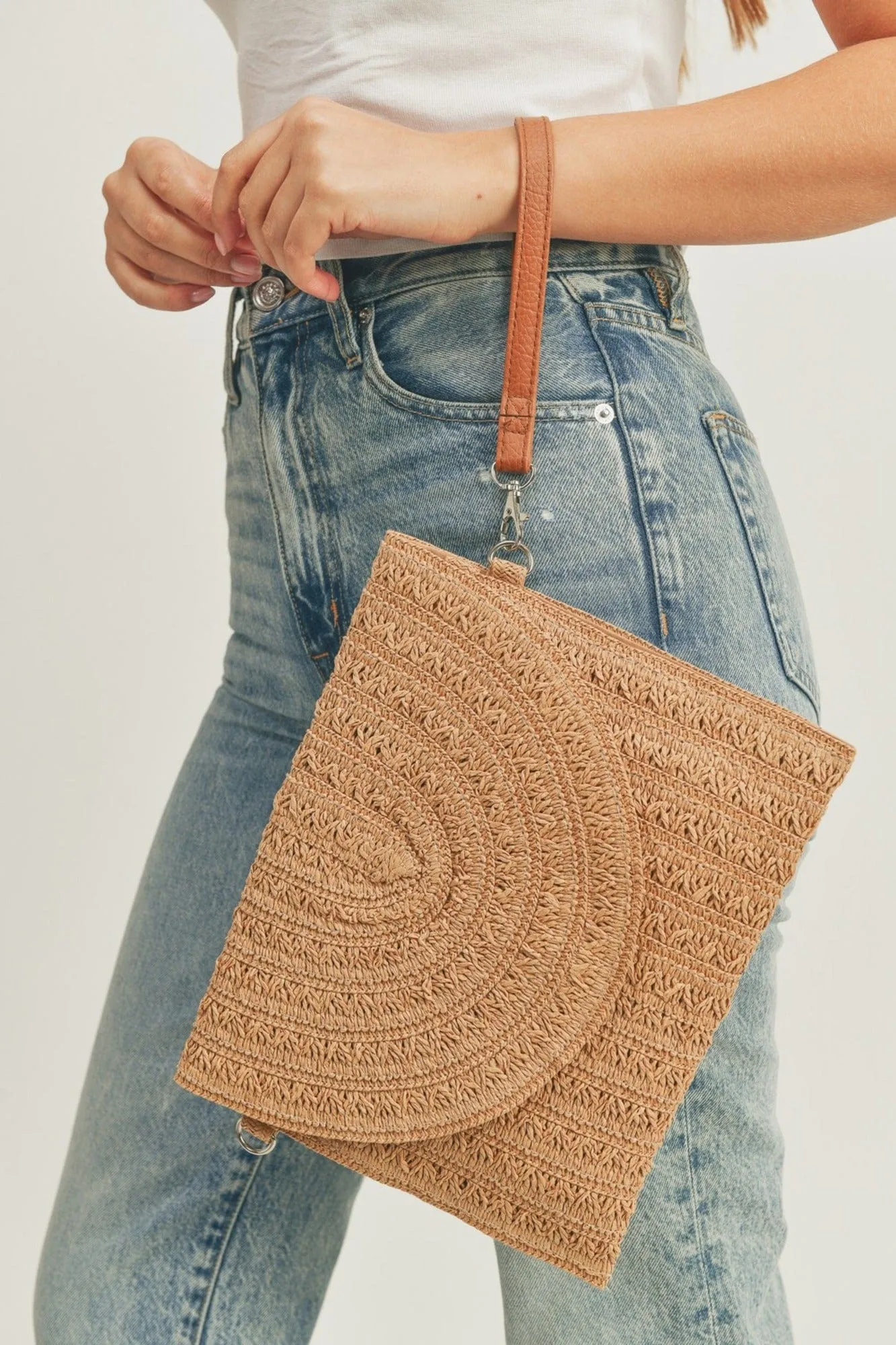 MB0181 Eden Striped Straw Crossbody/Clutch