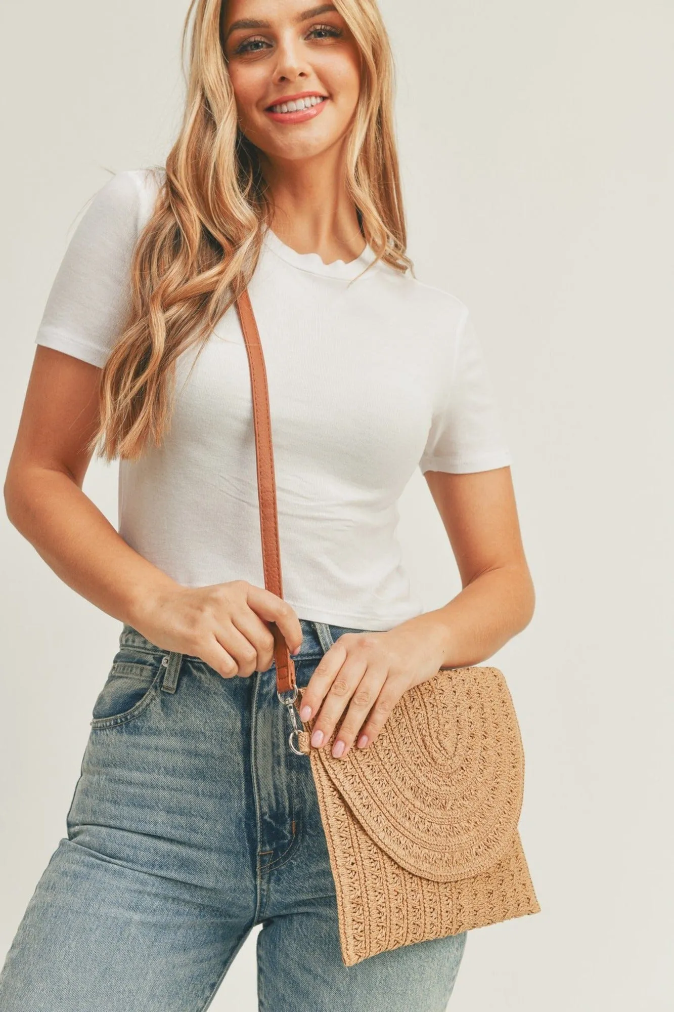 MB0181 Eden Striped Straw Crossbody/Clutch