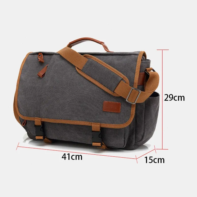 Men Vintage Large Capacity Waterproof Canvas Casual Crossbody Bag Shoulder Travel