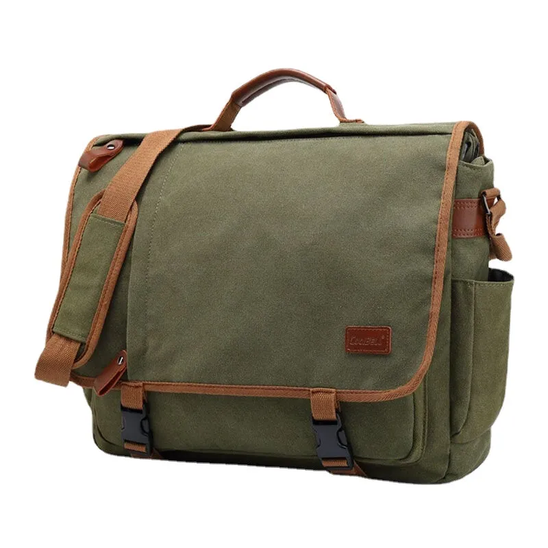 Men Vintage Large Capacity Waterproof Canvas Casual Crossbody Bag Shoulder Travel