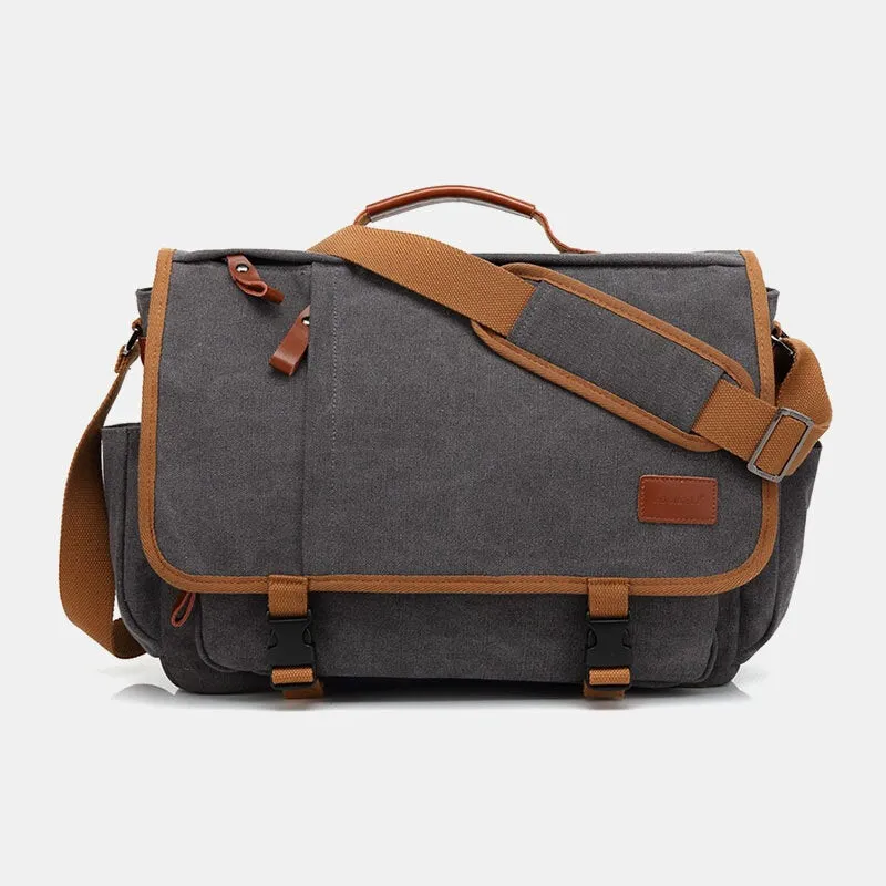 Men Vintage Large Capacity Waterproof Canvas Casual Crossbody Bag Shoulder Travel