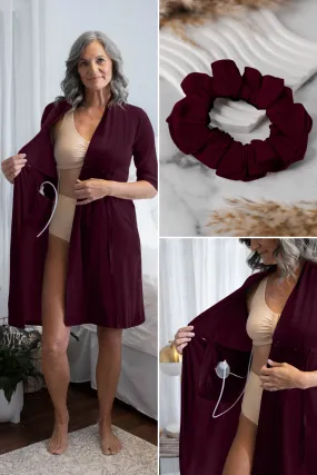 Merlot Recovery Robe & Matching Scrunchie Set