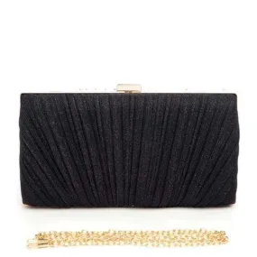 Metallic Pleated Party Box Clutch