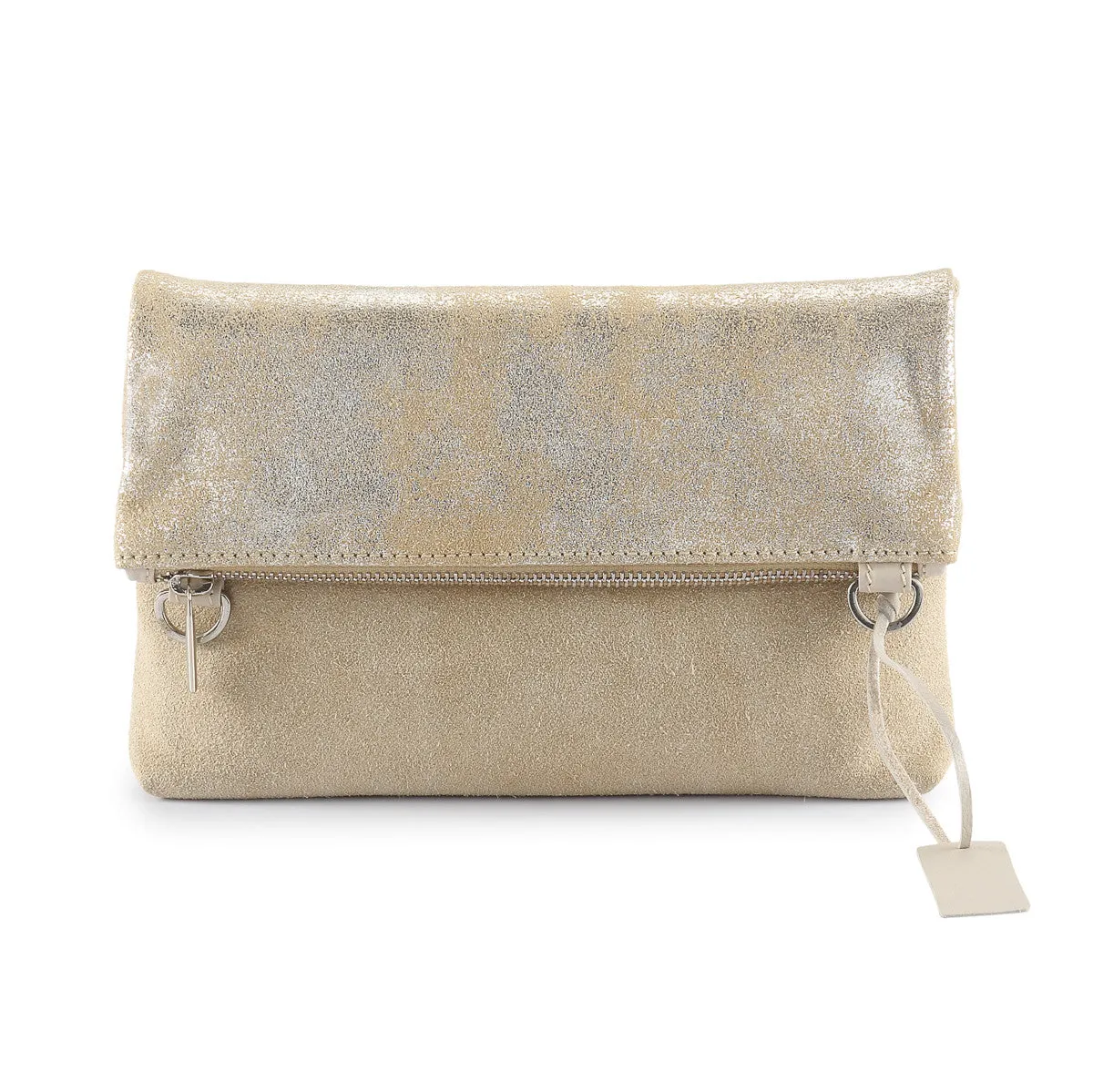 Metallic Rimor Anna 2 way leather messenger clutch bag #LW12 beige