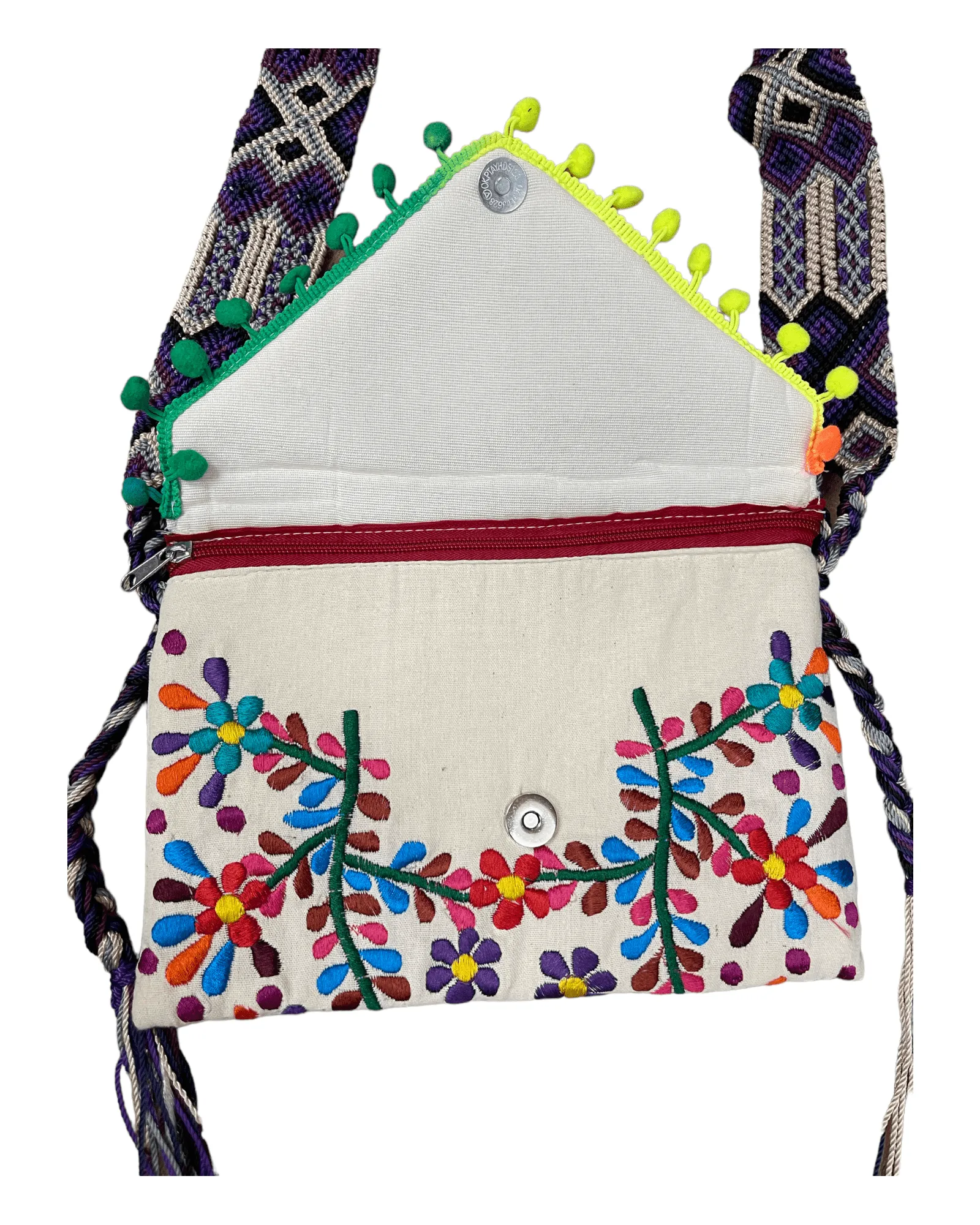 Mexican Floral Woven Crossbody Clutch Bag