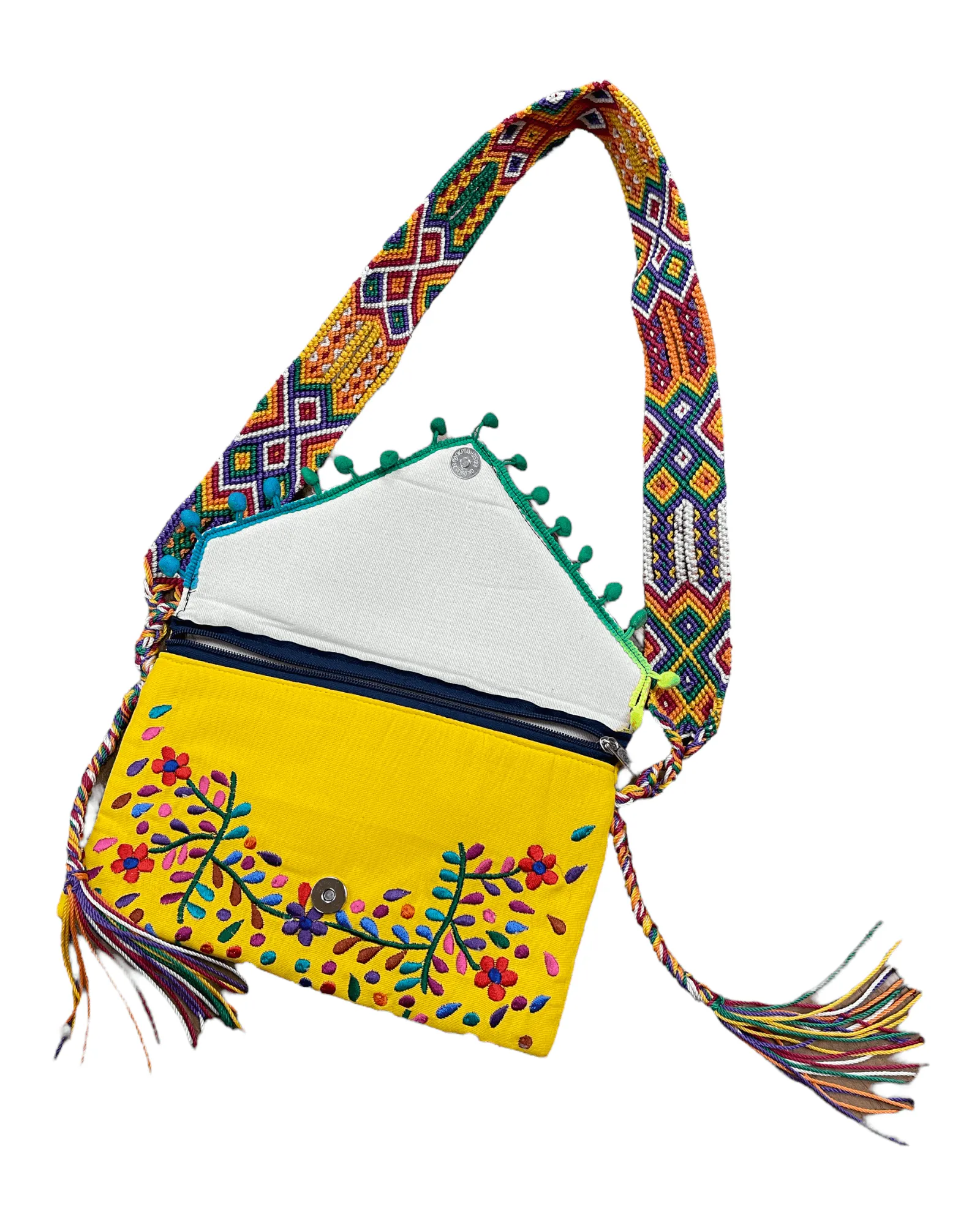 Mexican Floral Woven Crossbody Clutch Bag