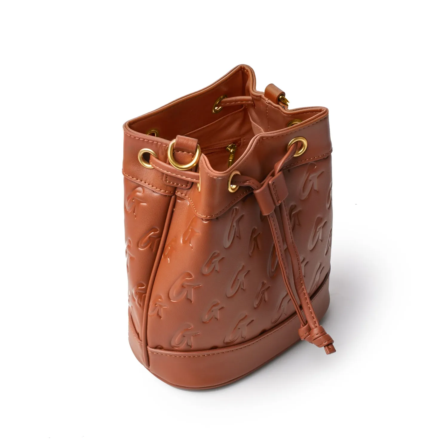 MINI MONOGRAM BUCKET BAG - BROWN