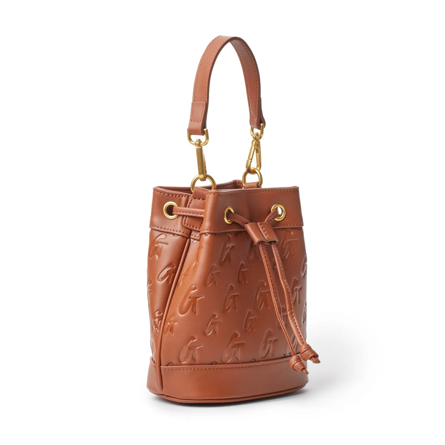 MINI MONOGRAM BUCKET BAG - BROWN