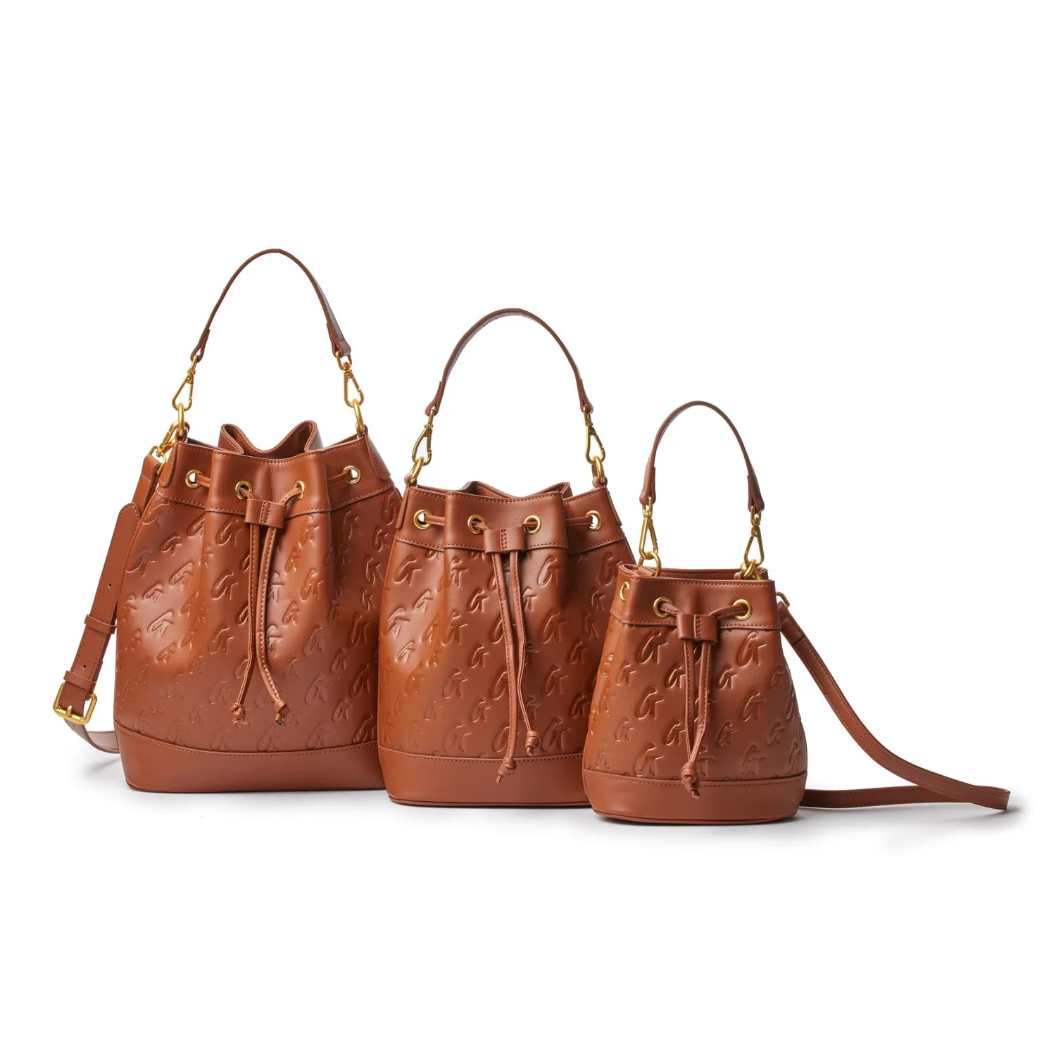 MINI MONOGRAM BUCKET BAG - BROWN