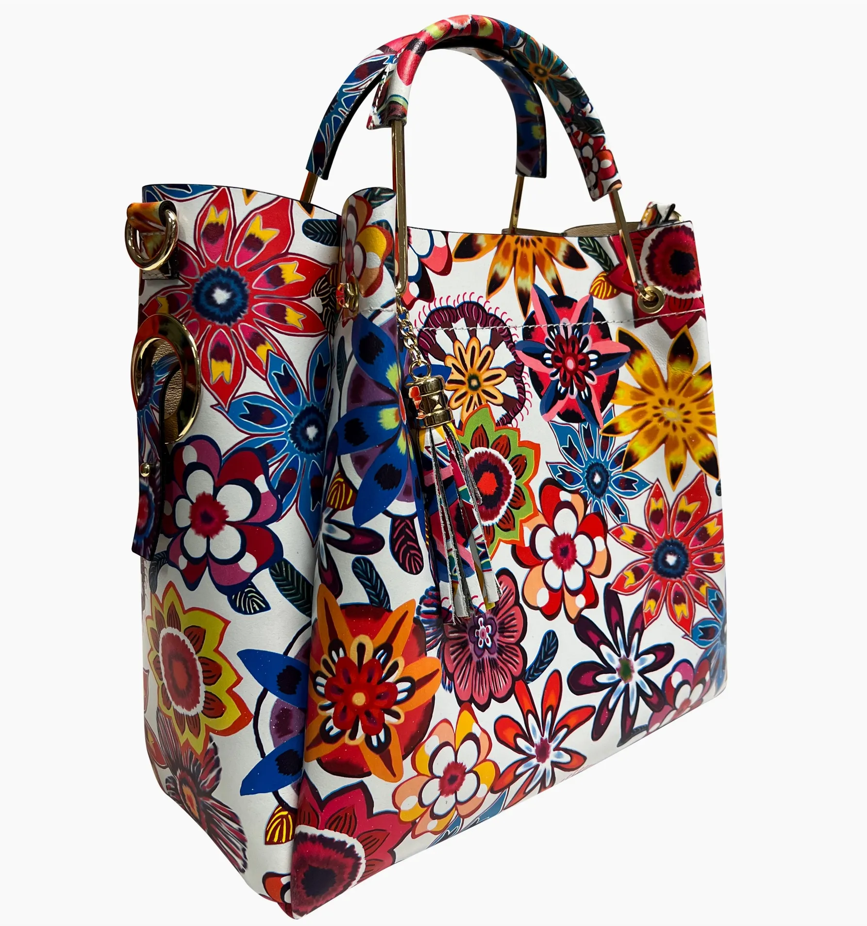 Modarno Printed Leather Bucket Bag